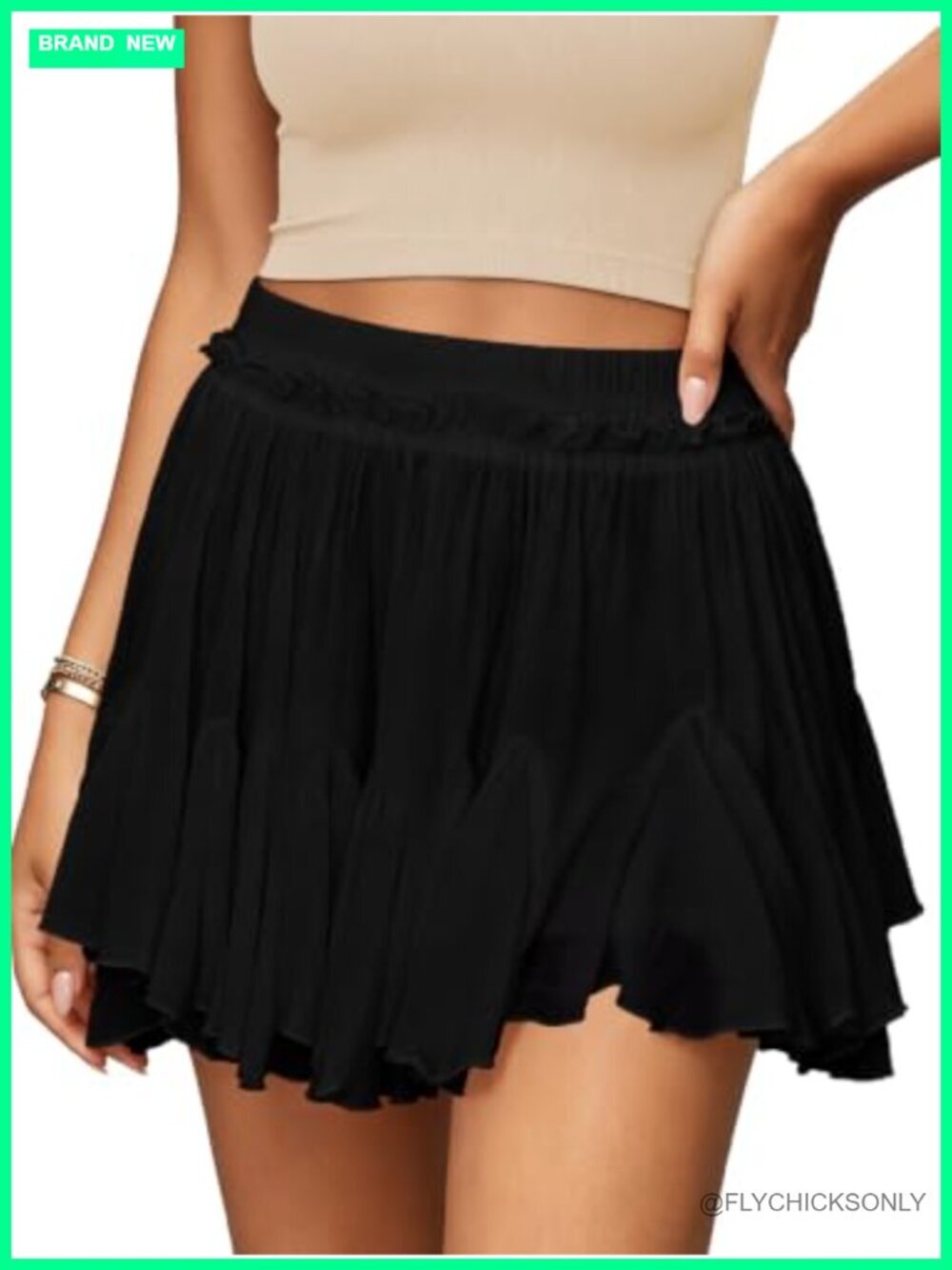 Linen Boho Ruffle High Waist Skort with Pockets Summer